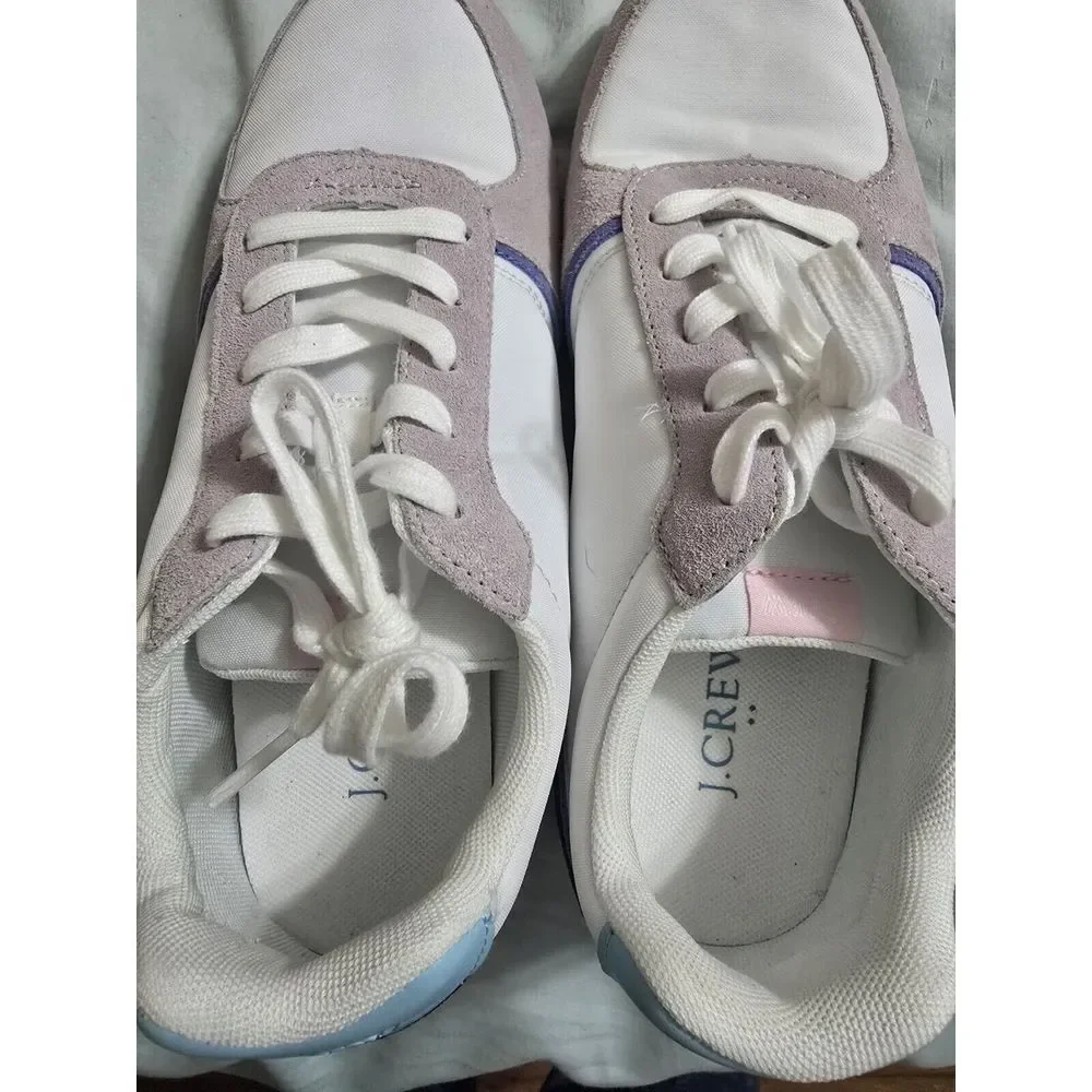J‎ Crew Colorblock White/Navy Blue/Lilac/Pink Trainers Women's Sneakers Size 10